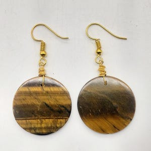 Handmade Tigers Eye Dangle Earrings: Gemstone Bridal Jewelry