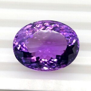 Faceted Amethyst Gemstone: 35.50 ct Brazilian Lotus Cut, 23x17mm