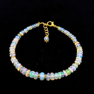 Natural Ethiopian Opal Beaded Bracelet: 4mm Gemstone Jewelry