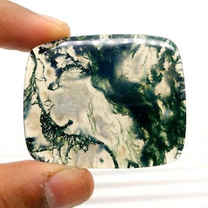 Malerischer Moosachat Stein: 84 Karat Octagon Cabochon (46x39x4 mm