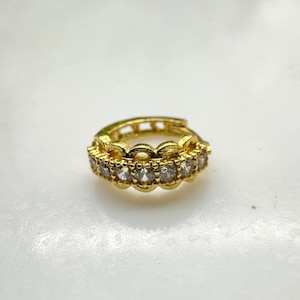 Gold Plated Indian Nose Ring: White Glass Stone