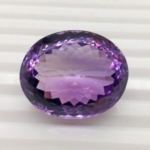 55.55 Carat Oval Amethyst Gemstone: Faceted Brazilian Purple Amethyst, 22x27x14 mm