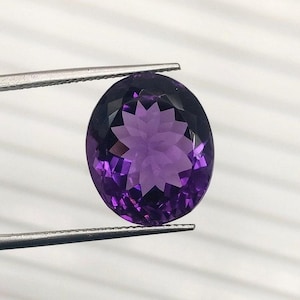 13 Cts Amethyst Gemstone Cabs Amethyst Natural Faceted Brazilian Amethyst Gemstone, Size 16x13.5x9 MM Lotus Cut, Oval Shape.