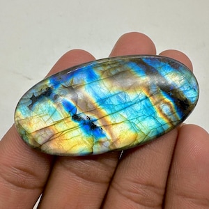 Oval Multi Labradorite Cabochon: Loose Gemstone, 102.2 Cts, 57x29x6 MM