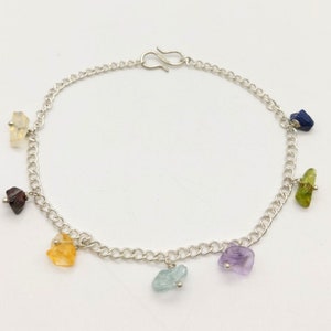 7 Chakra Gemstone Bracelet: Adjustable German Silver Anklet