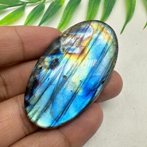 Oval Labradorite Cabochon: Multi-Blue Spectrolite Gemstone (57x30x7 MM, 111 Cts