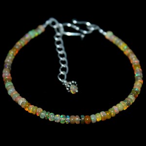 Natural Ethiopian Opal Beaded Bracelet: 4mm Gemstone Jewelry