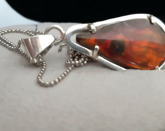 Genuine Canadian Ammolite necklace Sterling silver 925 pendant handmade one of a kind  jewellery gift for her jewelry