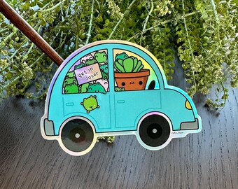 Sticker road trip grenouille rigolote - Sticker voiture « Get in Loser » - vinyle holographique imperméable