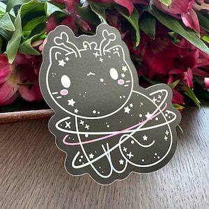 Constellation Alien Cat Sticker - Starry Night Sky Outline - Holographic Vinyl Sticker