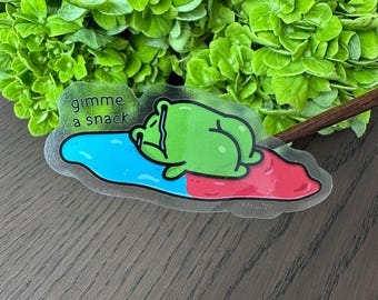 Pegatina de Rana Triste – "Dame un Bocadillo" Rana Kawaii – Emotiva y fácil de identificar – Llorando hasta las lágrimas y con la menstruación