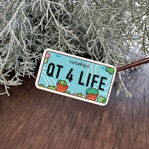 Adhesivo para matrícula QT 4 LIFE: bonito adhesivo con forma de rana y planta: vinilo mate resistente al agua