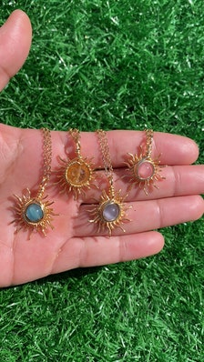 Sun Necklace/ Wire Wrapped Sun/ Gold Plated Necklace