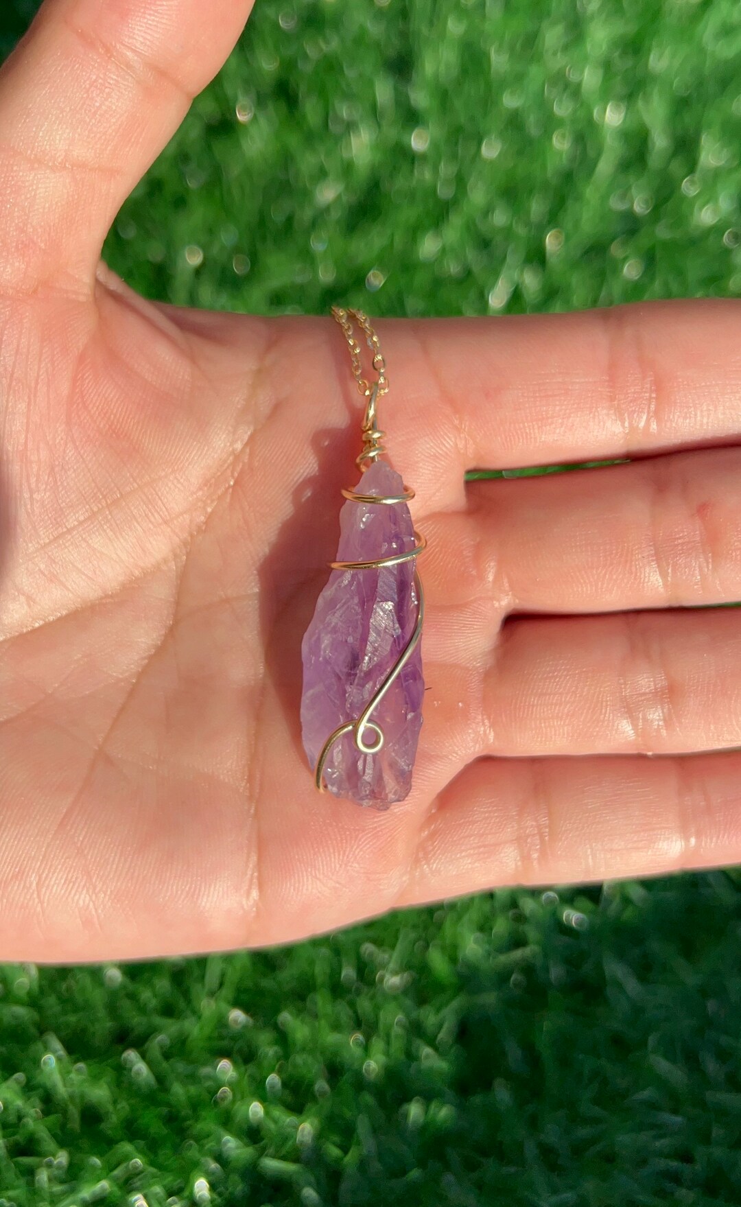 Amethyst Crystal Necklace / 14k Gold Fill Crystal Necklace Etsy