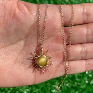 Sun Necklace/ Wire Wrapped Sun/ Handmade Wire Wrapped Sun /Crystal Necklace image 7