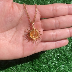 Sun Necklace/ Wire Wrapped Sun/ Handmade Wire Wrapped Sun /Crystal Necklace image 2