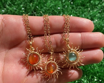 Sun Necklace Wire Wrapped Sun