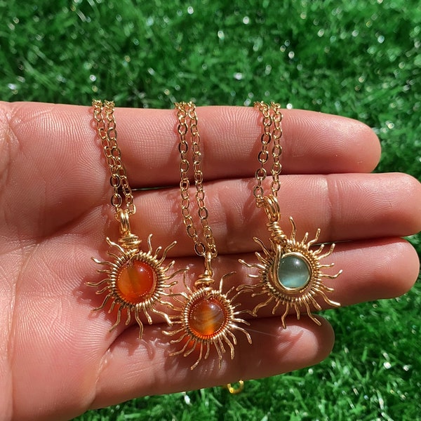 Sun Necklace/ Wire Wrapped Sun