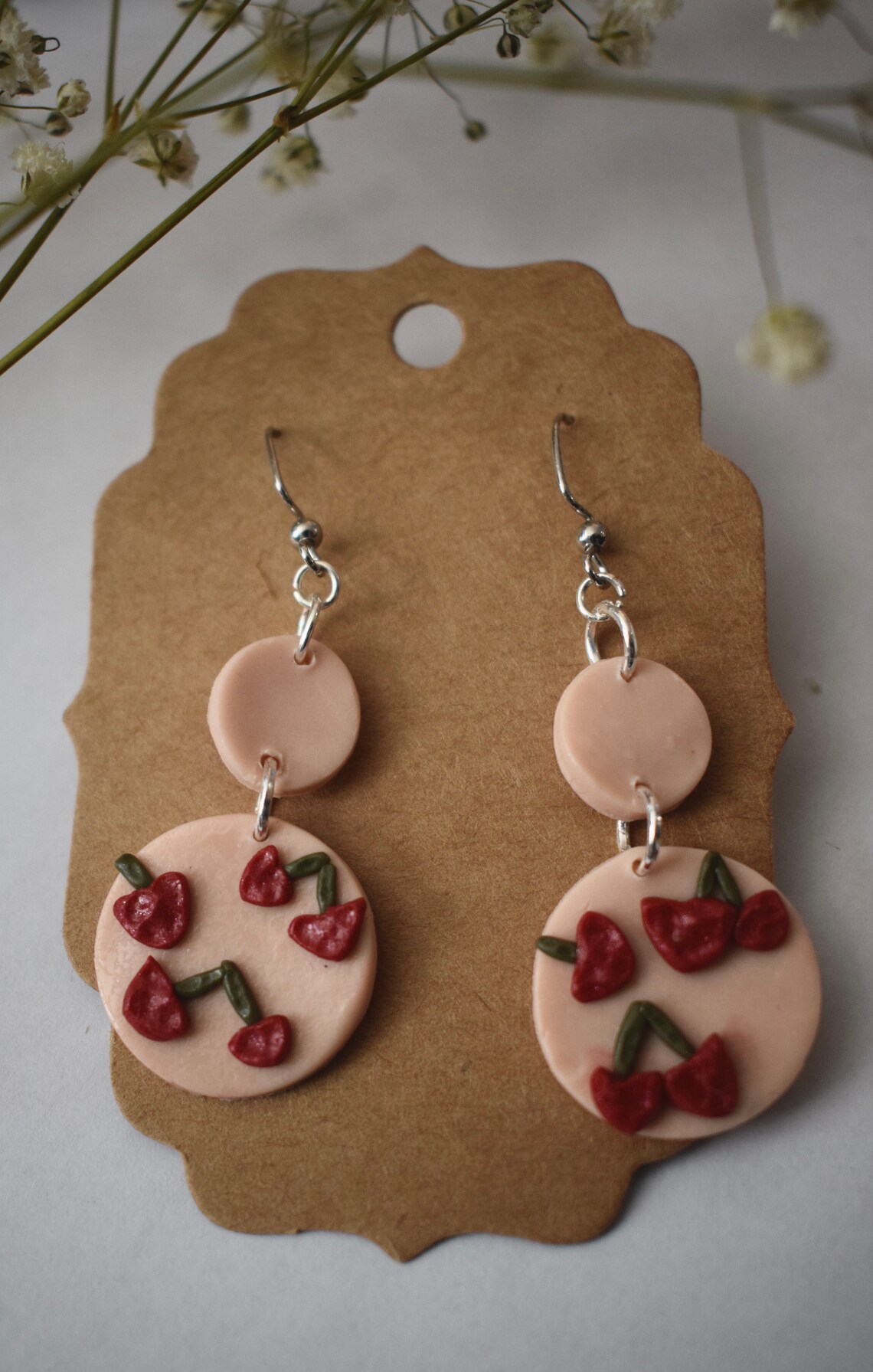 Cherry polymer Clay Earrings Etsy