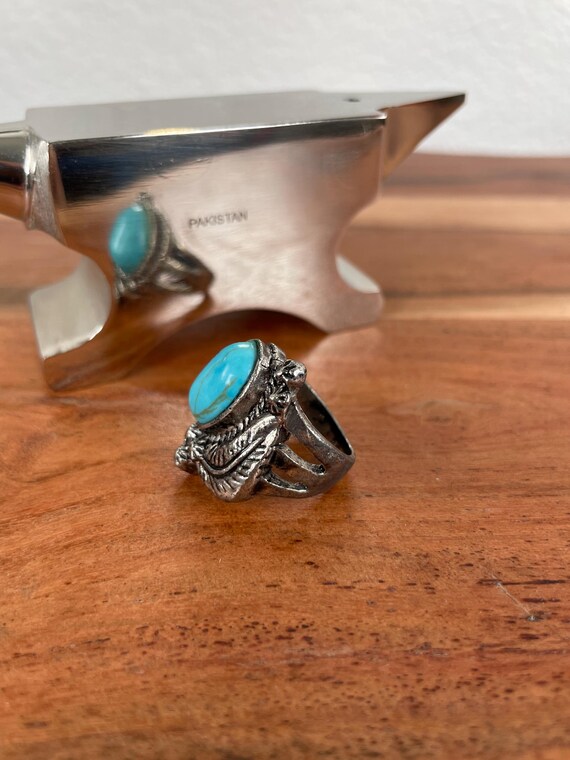 Oval Turquoise Feather Ring, Delicate Turquoise J… - image 2