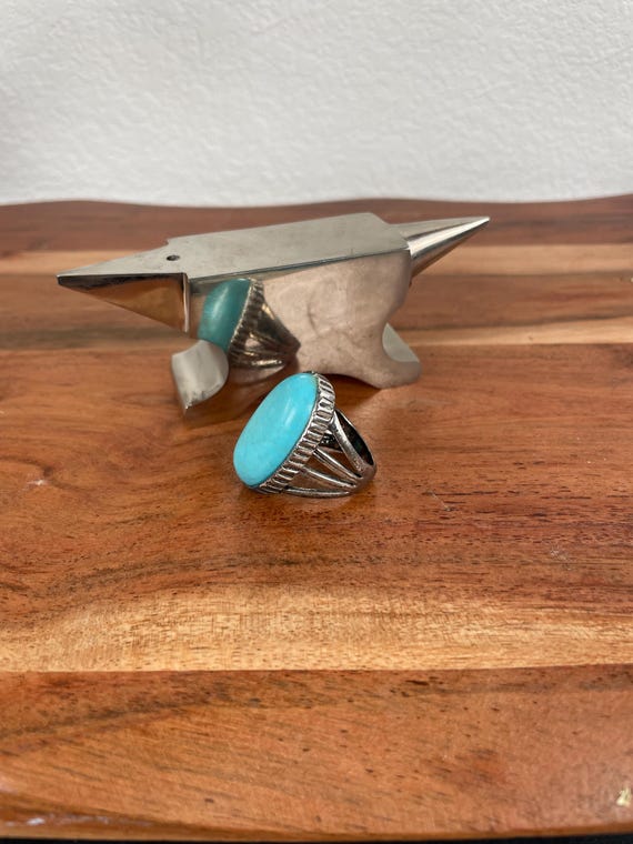 Minimal Turquoise Oval Statement Ring – Simple Si… - image 2