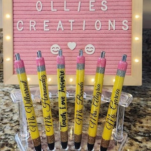 Custom Inkjoy Gel Glitter Pencil Pens, Personalized Inkjoy Gel Glitter Pencil Pen, Custom Gift for Him or Her, Christmas Gift, Teacher Gift