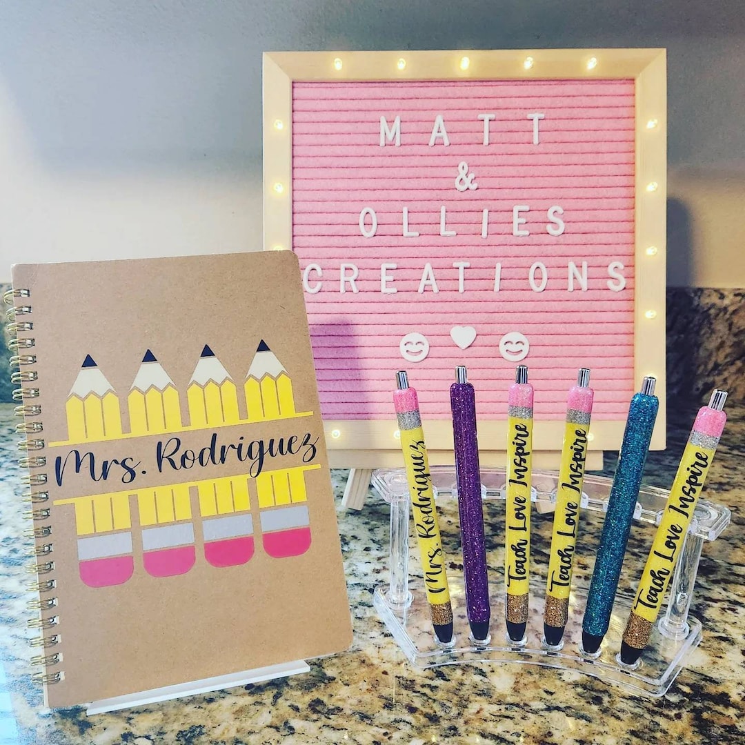 Custom Pencil Journal With Name, First Day of School Teacher Gift, Back ...
