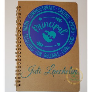 Custom Principal Journal Gift, School Principal Spiral Notebook, Principal Appreciation Gift, Christmas Gift, Caring Kind Decal for Journal