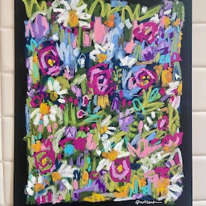 Lucious Abtract Floral Landscape - Original Oil Pastel Painting