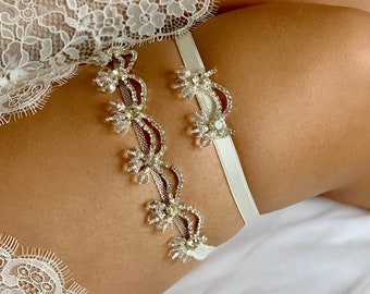 Jarretière de mariage royale pour la mariée, jarretière de mariée fantaisie pour mariage, jarretière en strass extensible élégante pour la cérémonie, jarretière de cuisse bohème