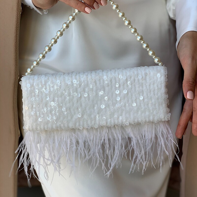 CEO Kenn Ostrich Feather Purse