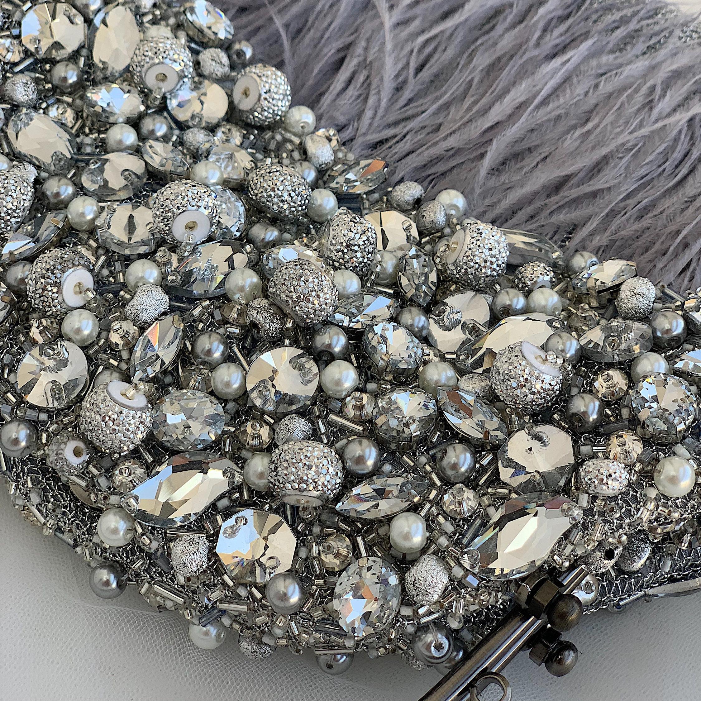 Pochette Brillantini Donna - Borsa Da Sera Elegante Con Catena | Per Feste E Matrimoni - Foto 2