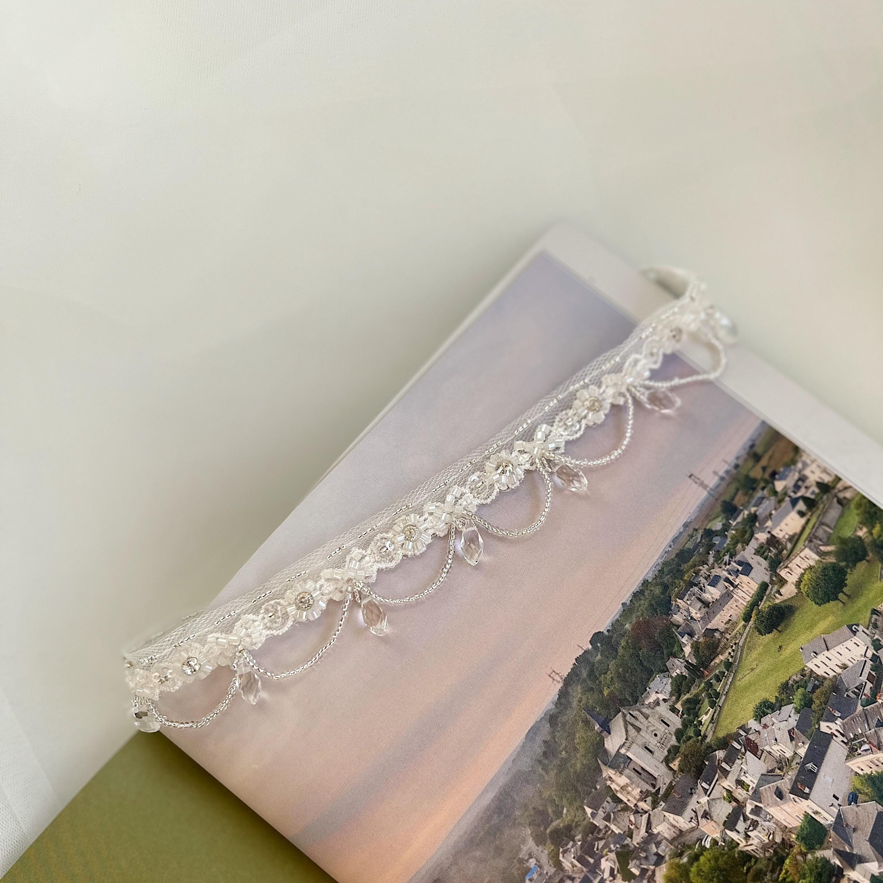Adjustable Lace Wedding Garter Set With Crystal Danglings, Soft Non ...
