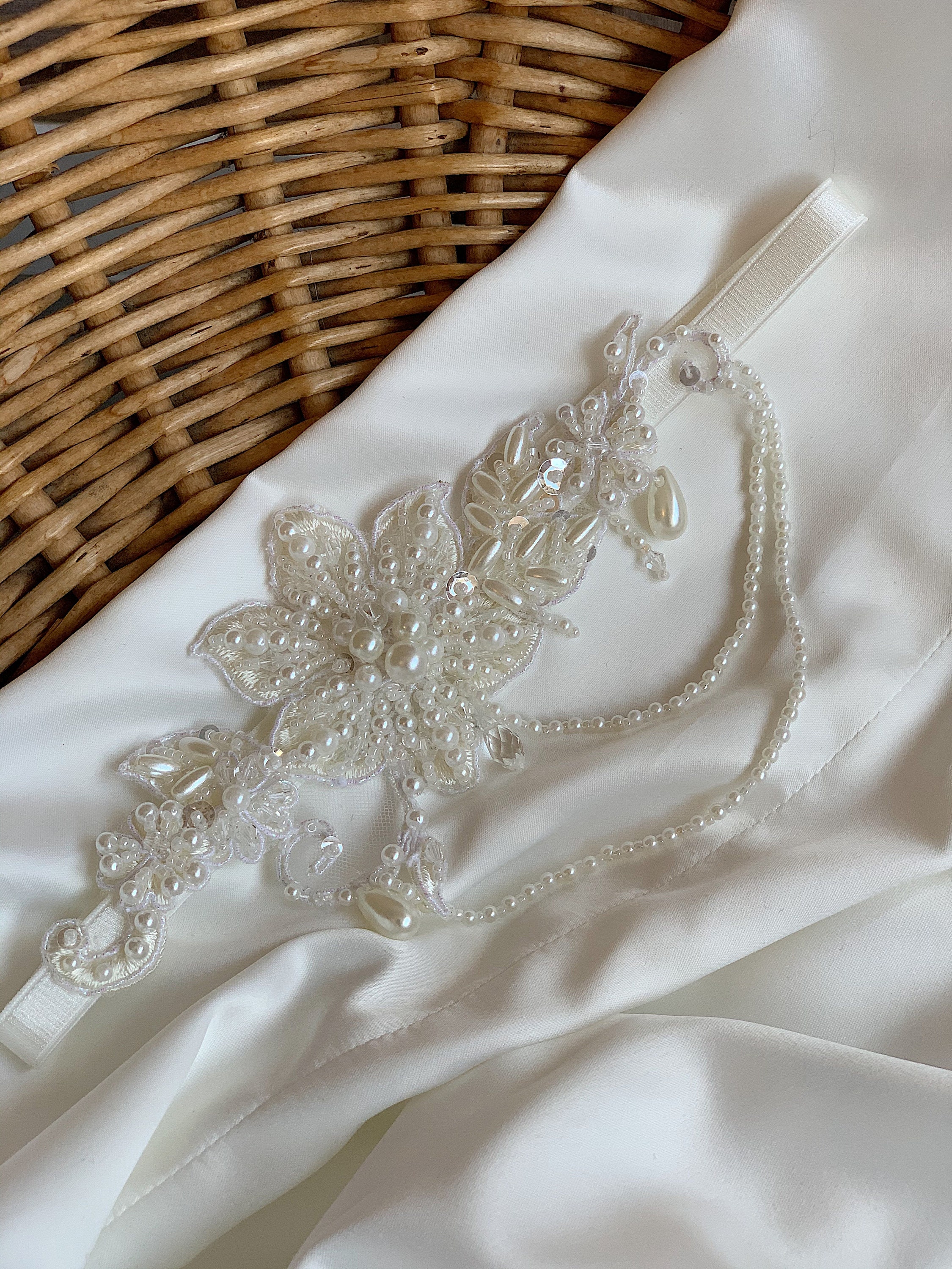 Fancy Ivory Floral Wedding Garter With Beaded Danglings - Etsy