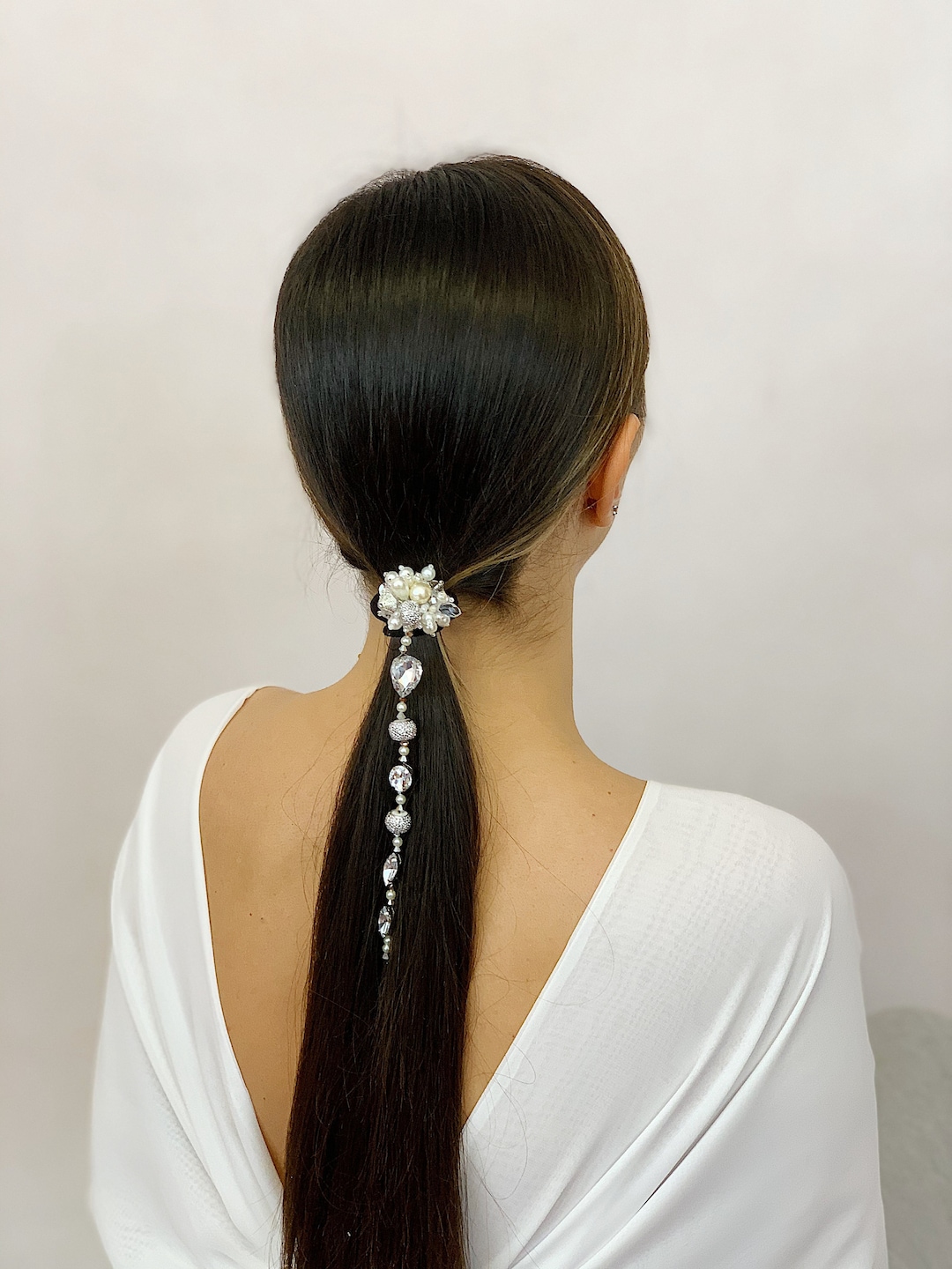 Jeweled Rhinestone Hair Ties, pony Tail 8 Flexible Rhinestone Hair Tie - Weissman - Product no longer  main image 3