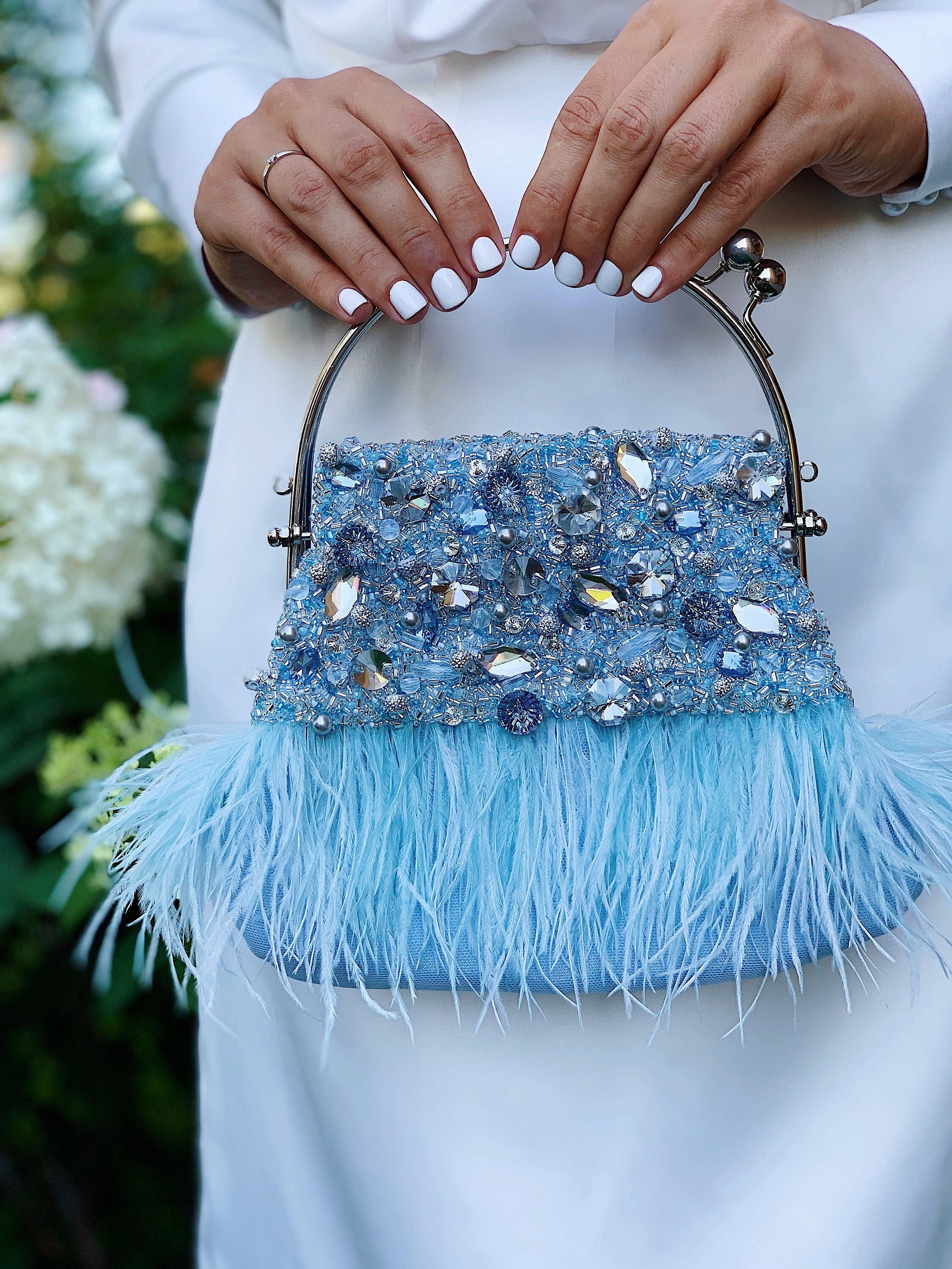 Light Blue Leather Purse With Bohemian Embroidery , Colorful Handbag , Sky  Blue Womens Cross Body Purse, Unique Gift for Her - Etsy