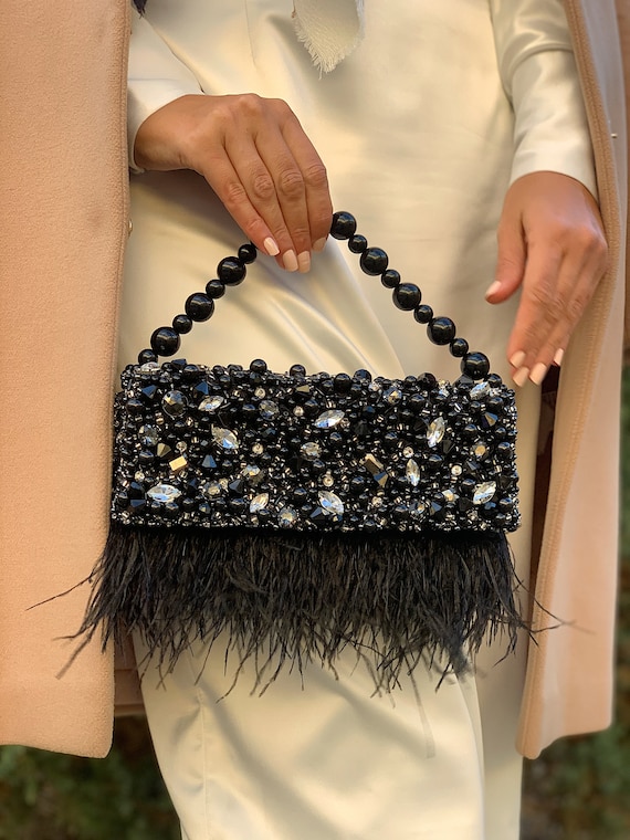 Black Quilted Velvet and Strass Mini Flap Bag Gold Hardware, 2021, Handbags & Accessories, The New York Collection, 2021