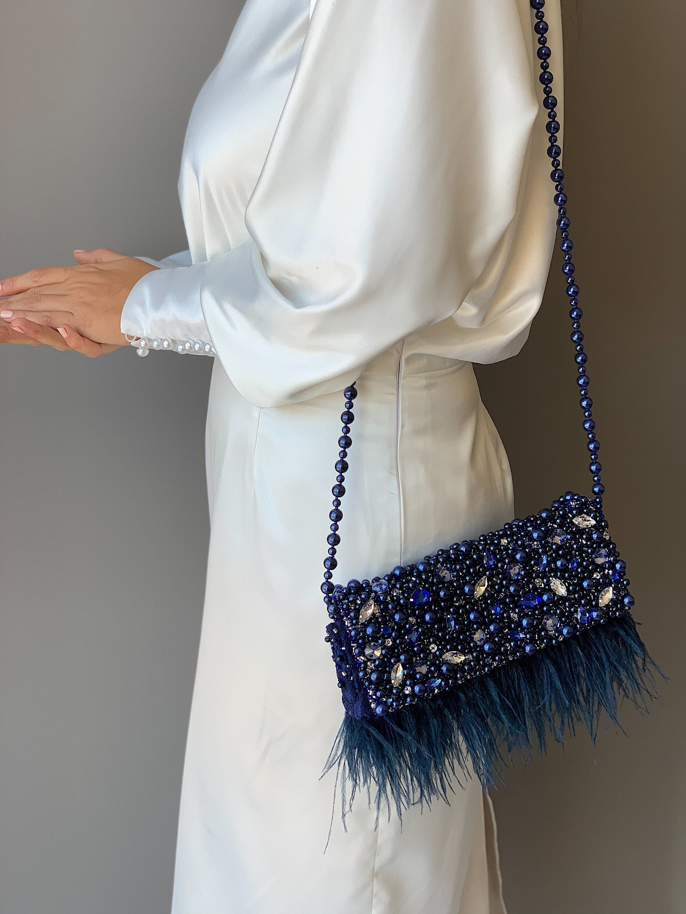 Luxury Rhinestone Evening Clutch Bag With Tassel Bling Box Shaped Handbag