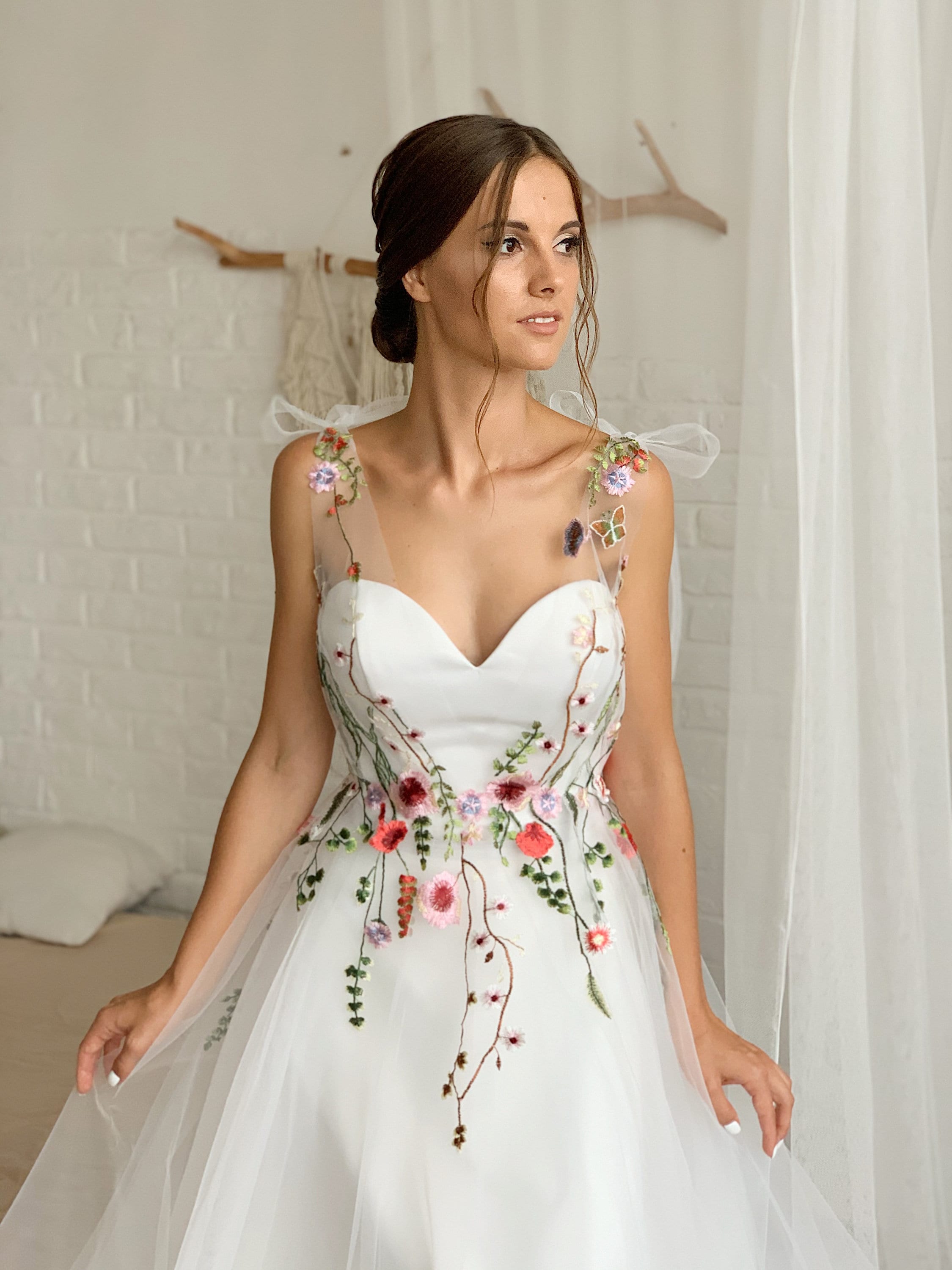 Embroidered Floral Colorful Wedding Dress for Women. Fairy - Etsy Canada