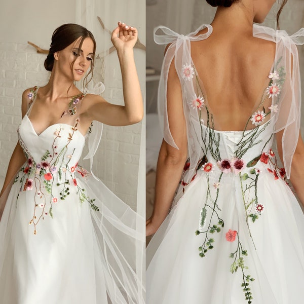 Embroidered Wedding Dress - Etsy