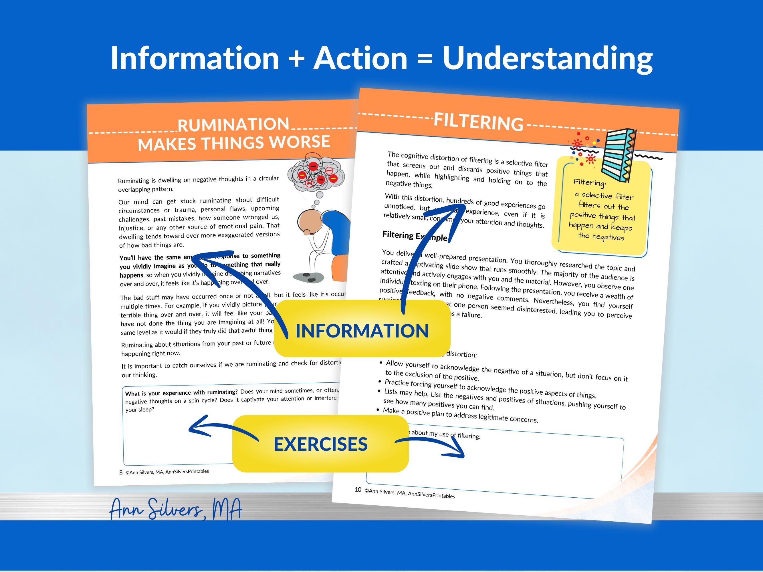 CBT Therapy Worksheets PDF: Filtering Cognitive Distortion, Printable ...