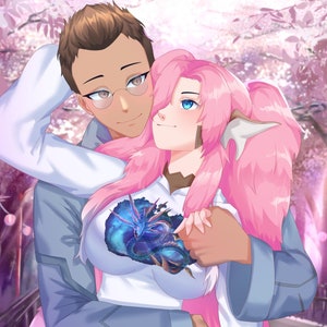 Custom Anime Portrait, Couple Anime Drawing, Anime Portrait From Photo, Birthday Gift, Christmas Gift, Xmas Gift, Anime Commission Art
