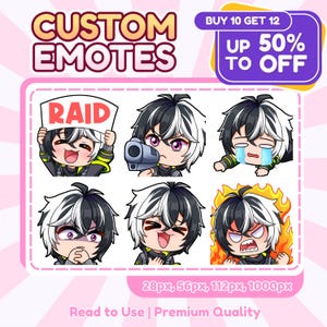 Aangepaste premium twitch-emotes | Schattige chibi-animestijl | Geanimeerde emotes | Anime GIF-emotes Discord, Facebook, Youtube, Kick voor streamer