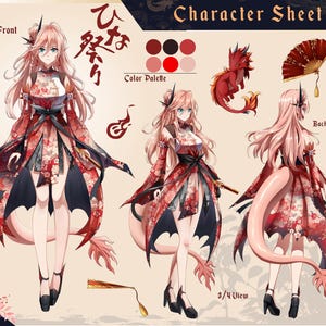 Custom Anime Character Sheet: DnD, Furry, Vtuber Art Commission