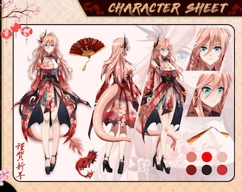Custom Character Sheet, DND Commission, DND Character, Dungeons and Dragons, Vtuber Model, Vroid Model, Furry Art, Reference Sheet