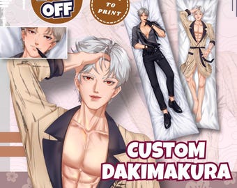 Custom Anime Dakimakura Body Pillow Cover, Dakimakura for Waifu, Husbando, OC, SFW, Vtuber, Furry Art, Couple, Fan Art, Body Pillow Art