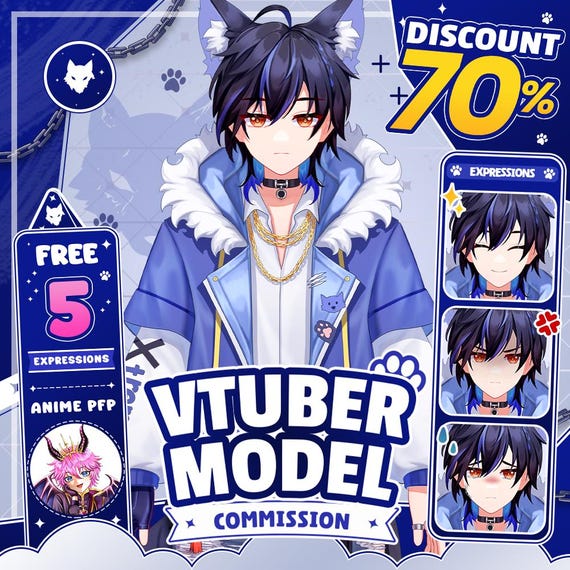 Custom VTuber Model Commission | Live2D Rigging, Anime Avatar, Twitch Streamer Asset, PNGTuber