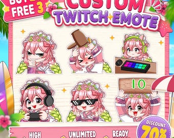 Custom Twitch Emotes, Static or Animated, YCH Emotes for VTuber and YouTube Streamers