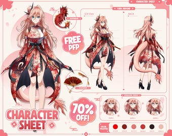 Custom Anime Character Sheet: DnD, Furry, Vtuber Art Commission