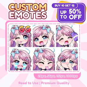 Emote Twitch Premium personalizzate / Youtube, Twitch, Discord / Stile anime Chibi carino / Emoji Twitch per streamer